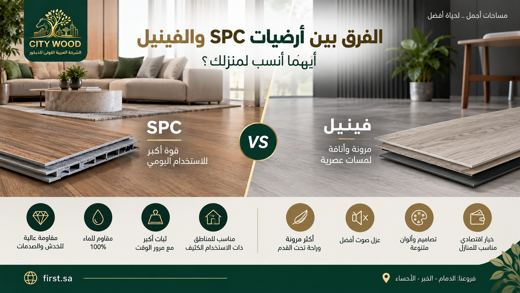 الفرق بين SPC والفينيل - توضيح عملي من CITY WOOD