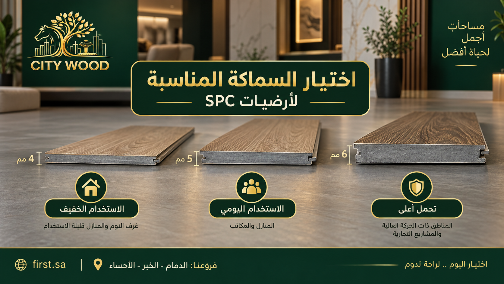 سماكة أرضيات SPC - توضيح عملي من CITY WOOD